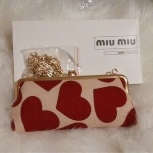 Miu Miu Red Clutch with Heart Design